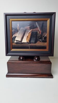 houten boek steun of schilderij standaard mahonie finish
