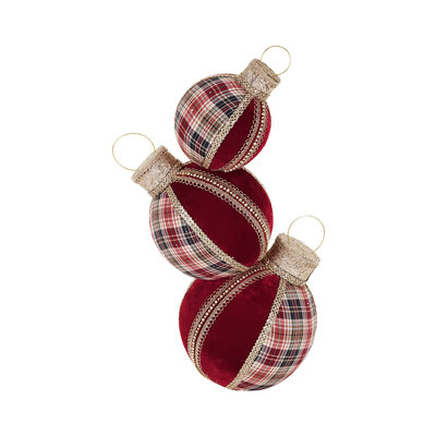 gestapelde kerstbal 3 stuks in stof