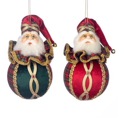 tartan santa head on ball onrament