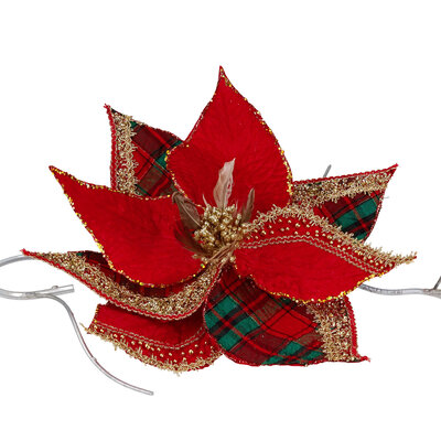 tartan kerstster als bloem op clip in je kerstboom