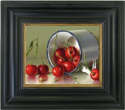 Stilleven canvas doek oude druktechniek schilderij incl. lijst