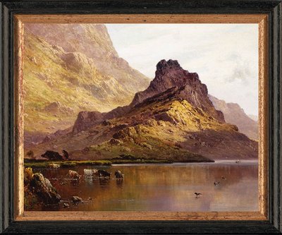 Schilderij met vee in een meer in Schotland